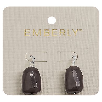 Emberly Silver Tone Chunky Gray Simulated Stone Bead Dangle Earrings