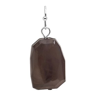 Emberly Silver Tone Chunky Gray Simulated Stone Bead Dangle Earrings