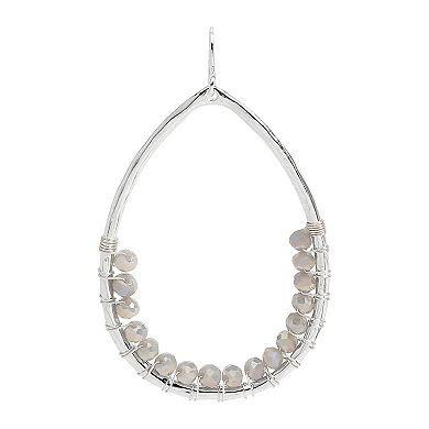 Emberly Silver Tone Gray Teardrop Bead Earrings