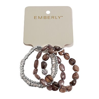Emberly Silver Tone 3-pk. Gray Stretch Bracelet Set