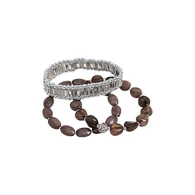 Emberly Silver Tone 3-pk. Gray Stretch Bracelet Set