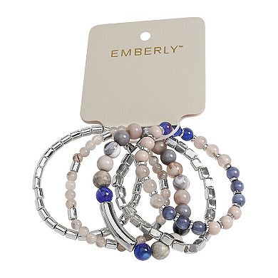 Emberly Silver Tone 5-pk. Multi Blue Simulated Stone Bracelet Set