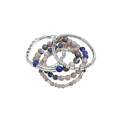 Emberly Silver Tone 5-pk. Multi Blue Simulated Stone Bracelet Set