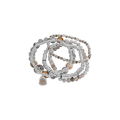 Emberly Silver Tone 5-pk. Simulated Stone Bead Charm Bracelet Set
