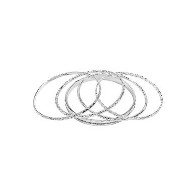 Emberly Silver Tone 5-pk. Bangle Bracelet Set