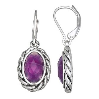 Napier Silver-Tone Purple Moon Single Drop Earrings
