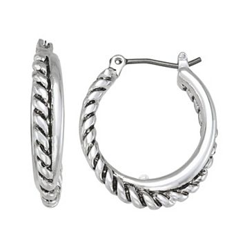 Napier Silver-Tone Casually Yours Casual Hoop Earrings