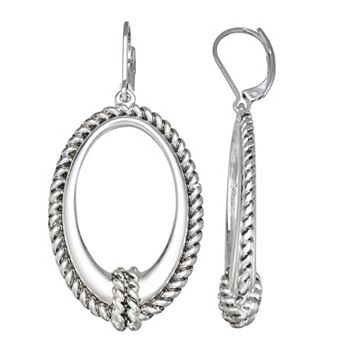Napier Silver-Tone Casually Yours Oval Drop Earrings