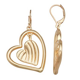 Napier Gold-tone All My Love Heart Orbital Earrings
