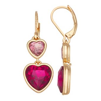 Napier Gold Tone Love Hearts Double Drop Earrings