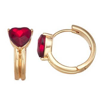 Napier Gold Tone Heart Hoop Earrings