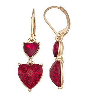 Napier Gold Tone Heart Drop Earrings