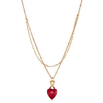 Napier Gold Tone Pendant Necklace with Love Hearts Design