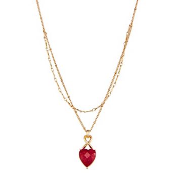 Napier Gold Tone Pendant Necklace with Love Hearts Design