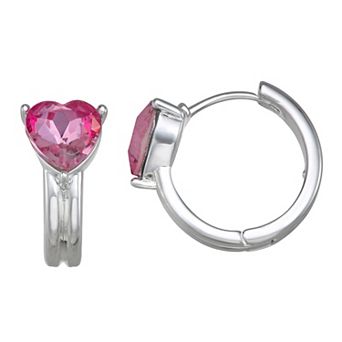 Napier Silver Tone Heart Hoop Earrings