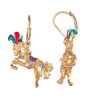 Napier Gold-Tone Horse Drop Earrings