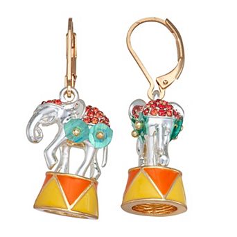 Napier Two-Tone Elephant Drop Earrings