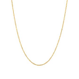 Everlasting Gold 10k Solid Singapore Chain Necklace