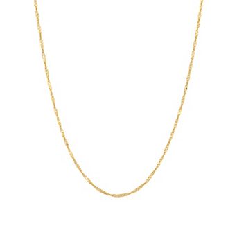 Everlasting Gold 10k Solid Singapore Chain Necklace