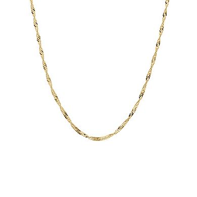 Everlasting Gold 10k Solid Singapore Chain Necklace