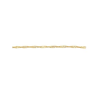 Everlasting Gold 10k Solid Singapore Chain Necklace