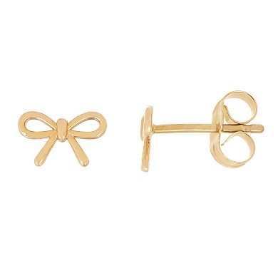Everlasting Gold Polish Petite Bow Stud Earrings