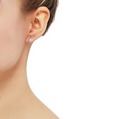 Everlasting Gold 10k Gold Oval Hoop & Cubic Zirconia Stud Earrings Set