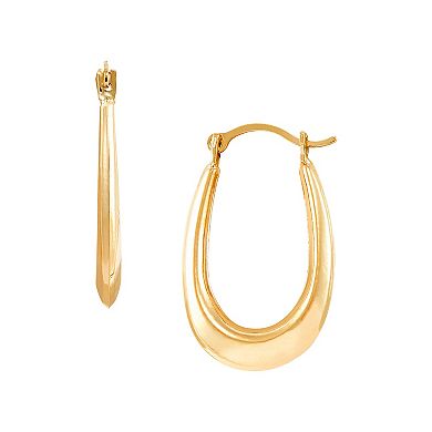 Everlasting Gold 10k Gold Oval Hoop & Cubic Zirconia Stud Earrings Set