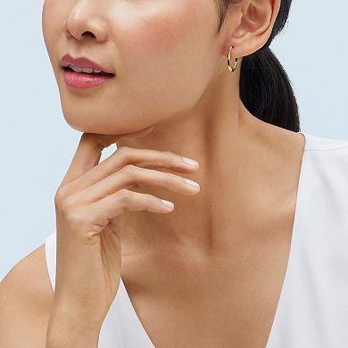 Everlasting Gold 10k Gold Oval Hoop & Cubic Zirconia Stud Earrings Set