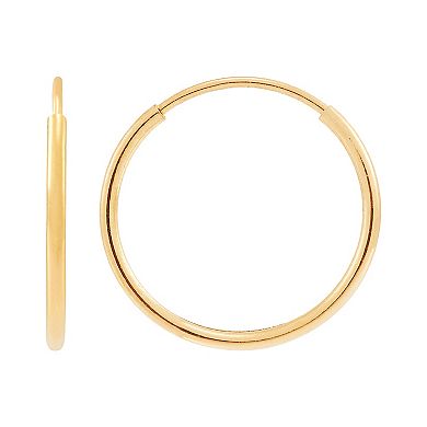 Everlasting Gold 2-Pair 10k Gold Endless Hoop Earrings Set