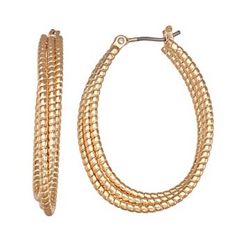 Napier Gold-Tone Textured Oval Hoop Earrings
