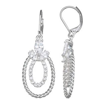 Napier Silver-Tone Crystal Orbital Drop Earrings