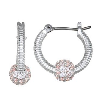 Napier Silver-Tone Social Life Cubic Zirconia Hoop Earrings
