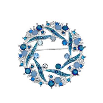 Napier Silver Tone Blue Simulated Crystal Pin