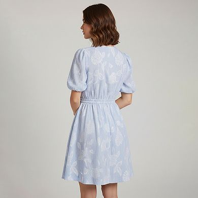 Women's Taylor Jacquard Puff Sleeve Surplice Dress