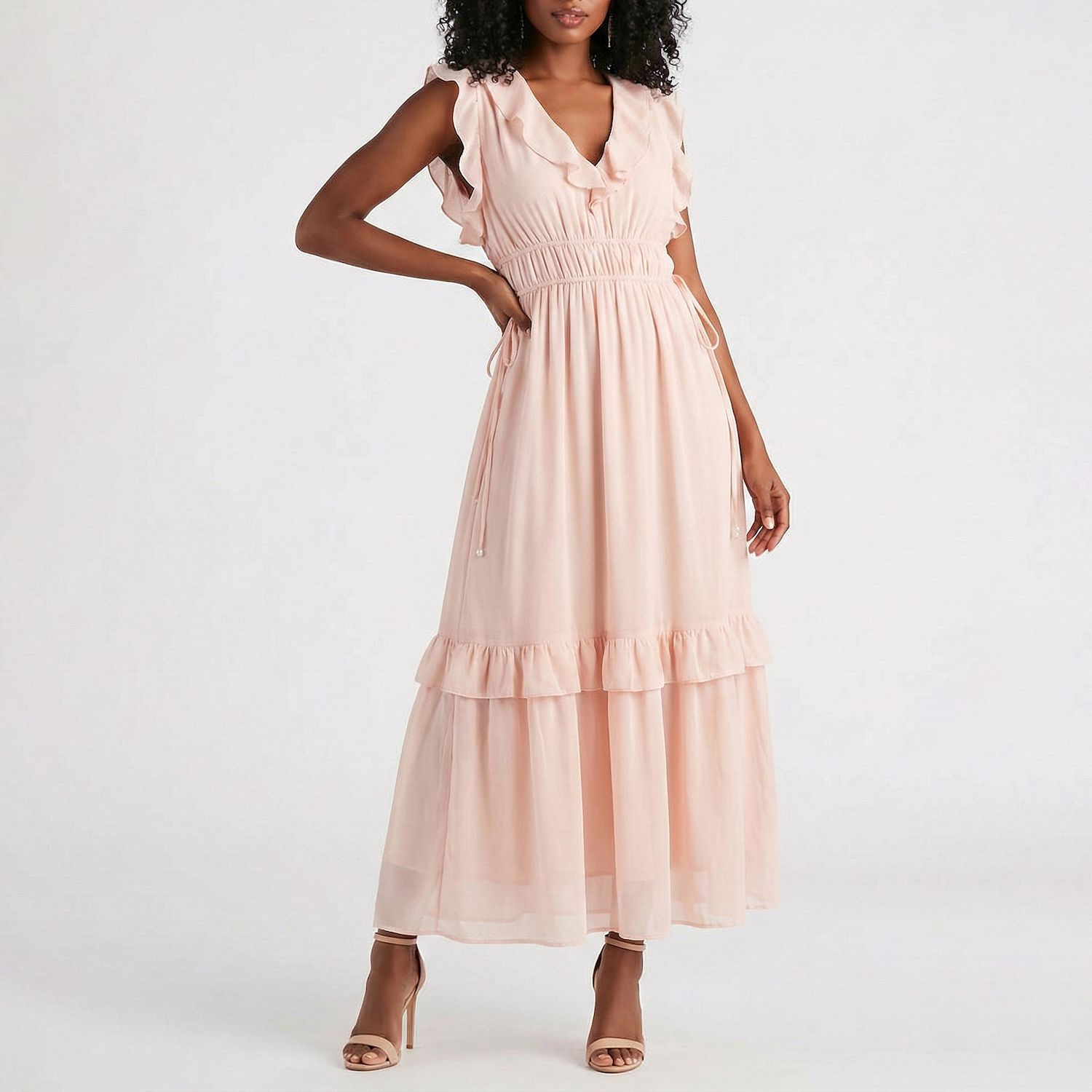 Женские платья Taylor Ruffled V-Neck A-Line Maxi Dress