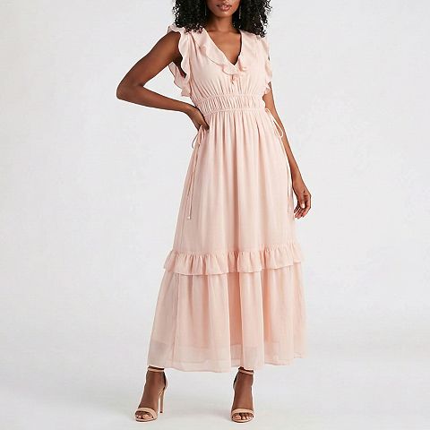 Женские платья Taylor Women's Taylor Ruffled V-Neck A-Line Maxi Dress