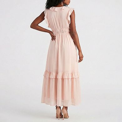 Women's Taylor Ruffled V-Neck A-Line Maxi Dress