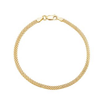 Everlasting Silver 18k Gold Plated Solid Tulipano Popcorn Bracelet