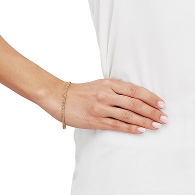 Everlasting Silver 18k Gold Plated Solid Tulipano Popcorn Bracelet