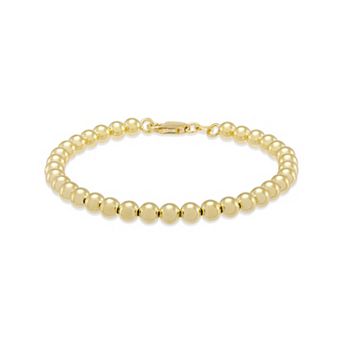 Everlasting Silver 14k Gold Plated Hollow Beaded Bracelet