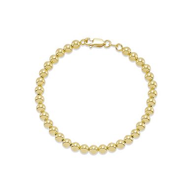 Everlasting Silver 14k Gold Plated Hollow Beaded Bracelet