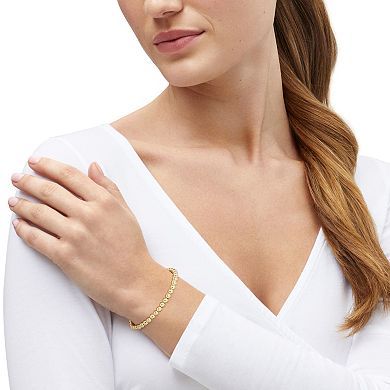 Everlasting Silver 14k Gold Plated Hollow Beaded Bracelet