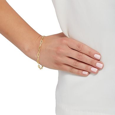 Everlasting Silver 18k Gold Plated Solid Paper Clip Chain Bracelet