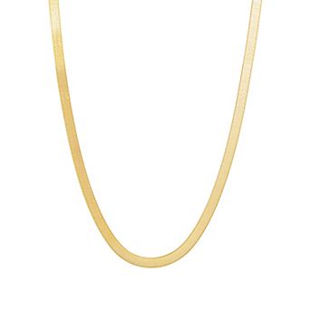 Everlasting Silver 14k Gold Plated 5.4 mm Solid Herringbone Chain Necklace