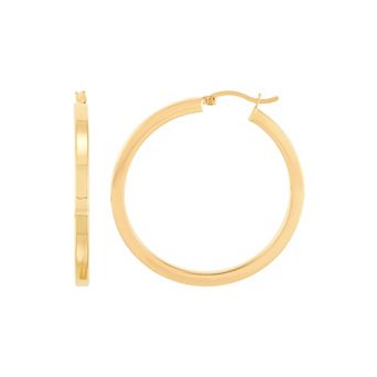 Everlasting Silver 14k Gold Over Silver Square Tube Hoop Earrings