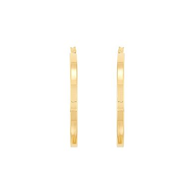 Everlasting Silver 14k Gold Over Silver Square Tube Hoop Earrings