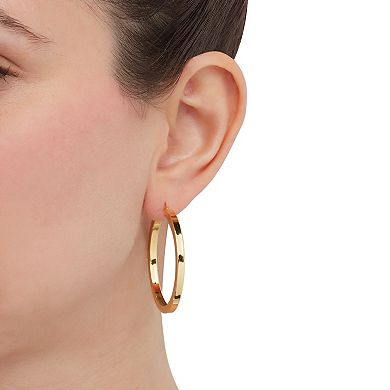 Everlasting Silver 14k Gold Over Silver Square Tube Hoop Earrings