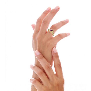 14k Gold over Sterling Silver Cubic Zirconia Cluster Heart Halo Promise Ring