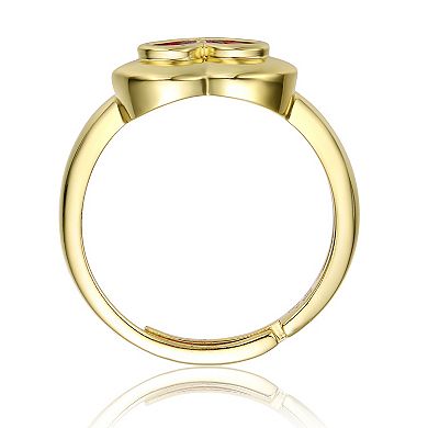 14k Gold over Sterling Silver Cubic Zirconia Cluster Heart Halo Promise Ring